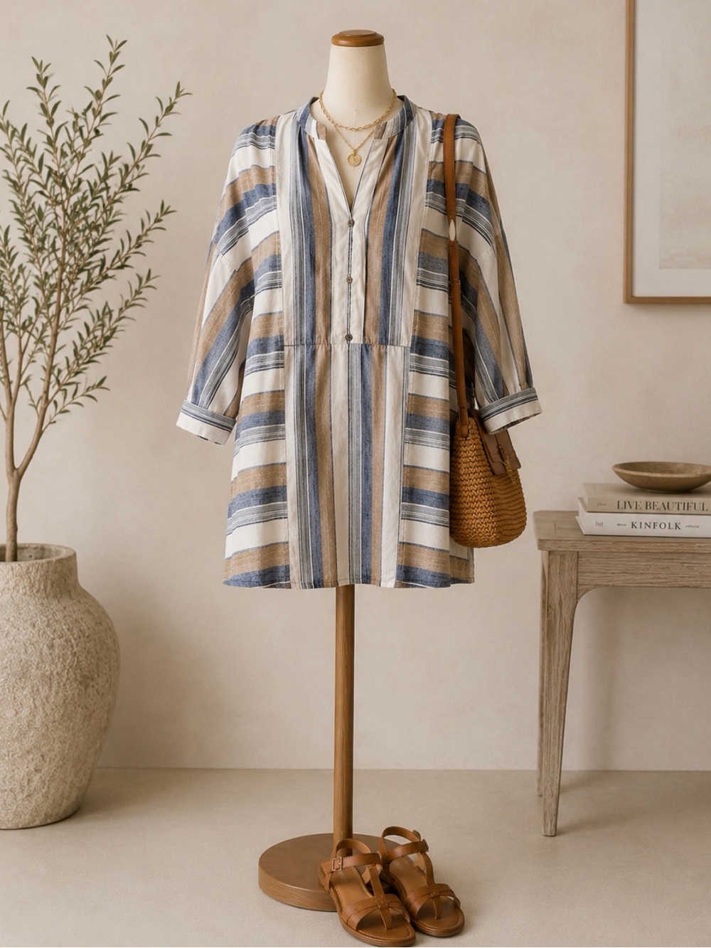 Striped Casual Pullover Tunic/dress
